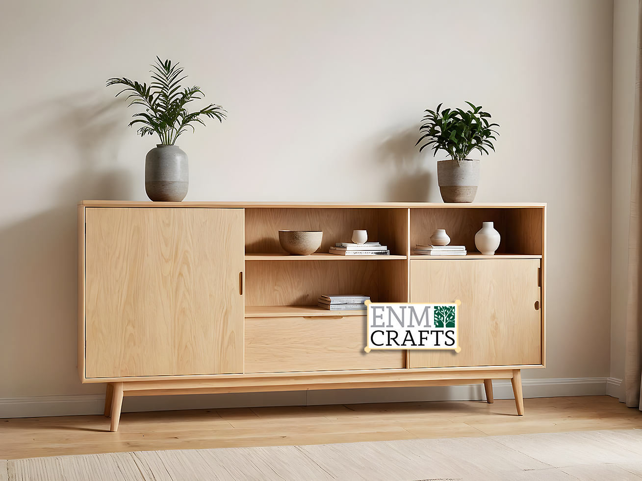 Scandinavian Minimal Wooden Sideboard