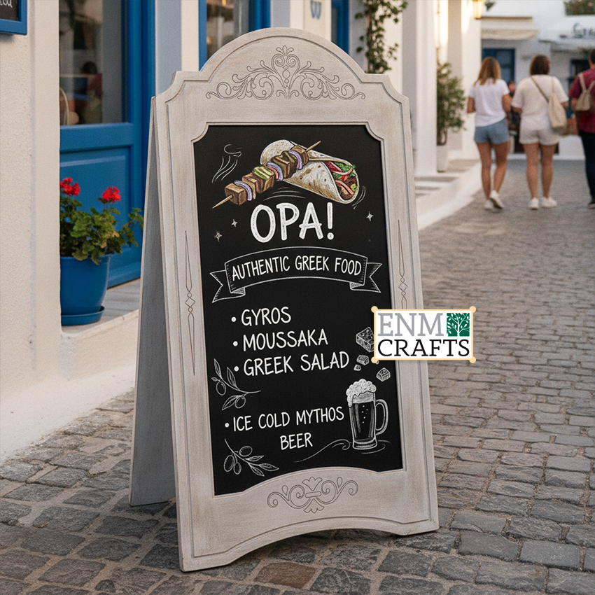 Κλασικός Ξύλινος Επιδαπέδιος Μαυροπίνακας Βιτρίνας 428