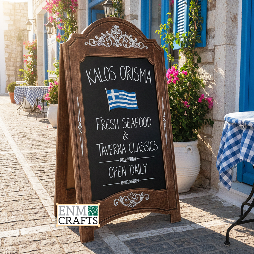 Κλασικός Ξύλινος Επιδαπέδιος Μαυροπίνακας Βιτρίνας 428