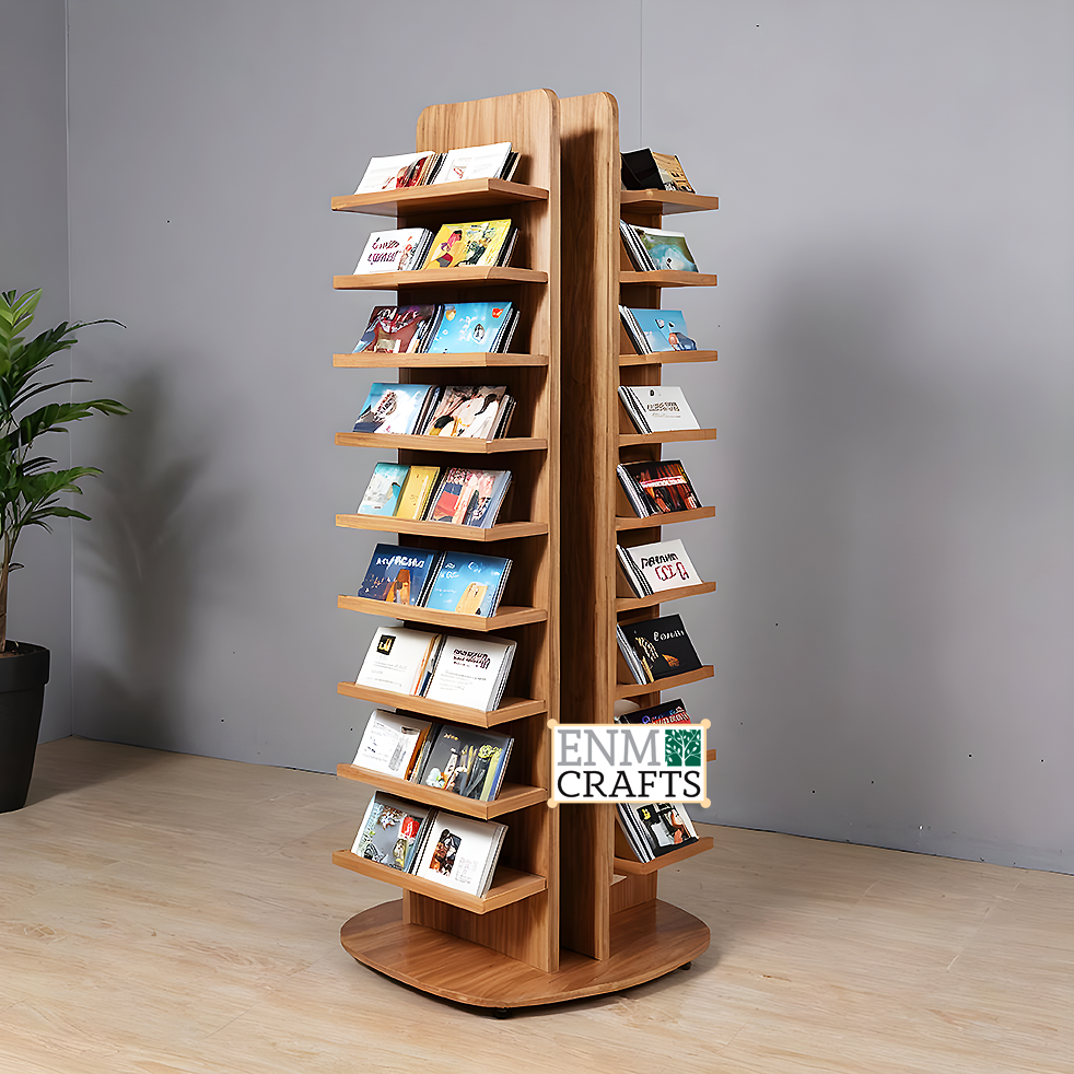 Ξύλινο Περιστρεφόμενο Stand Βιβλίων Δαπέδου 360° B3020
