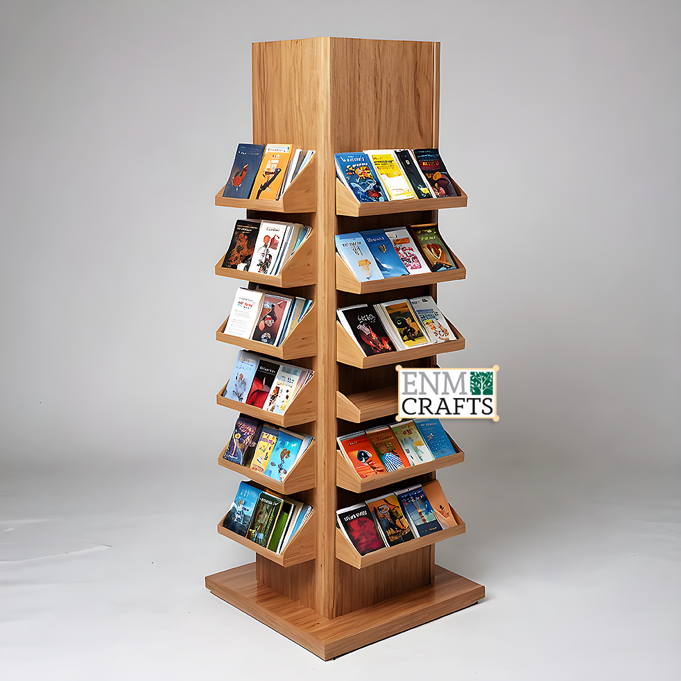 Ξύλινο Σταθερό Stand Βιβλίων Δαπέδου B3021