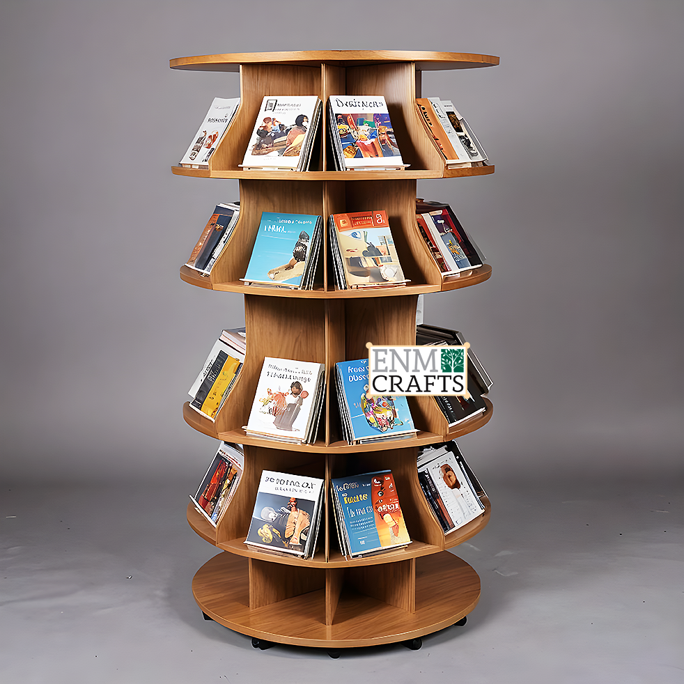 Ξύλινο Περιστρεφόμενο Stand Βιβλίων 4 Επιπέδων B3023