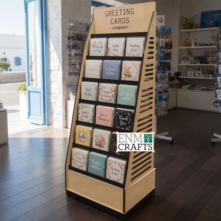 Ξύλινο Stand Ευχετήριων Καρτών Δαπέδου GR107