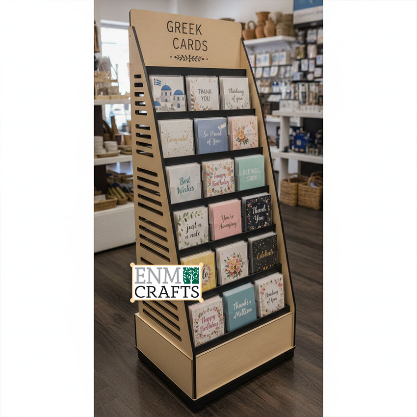 Ξύλινο Stand Ευχετήριων Καρτών Δαπέδου GR107