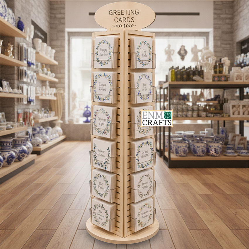 Ξύλινο Περιστρεφόμενο Stand Καρτών 360° GR110