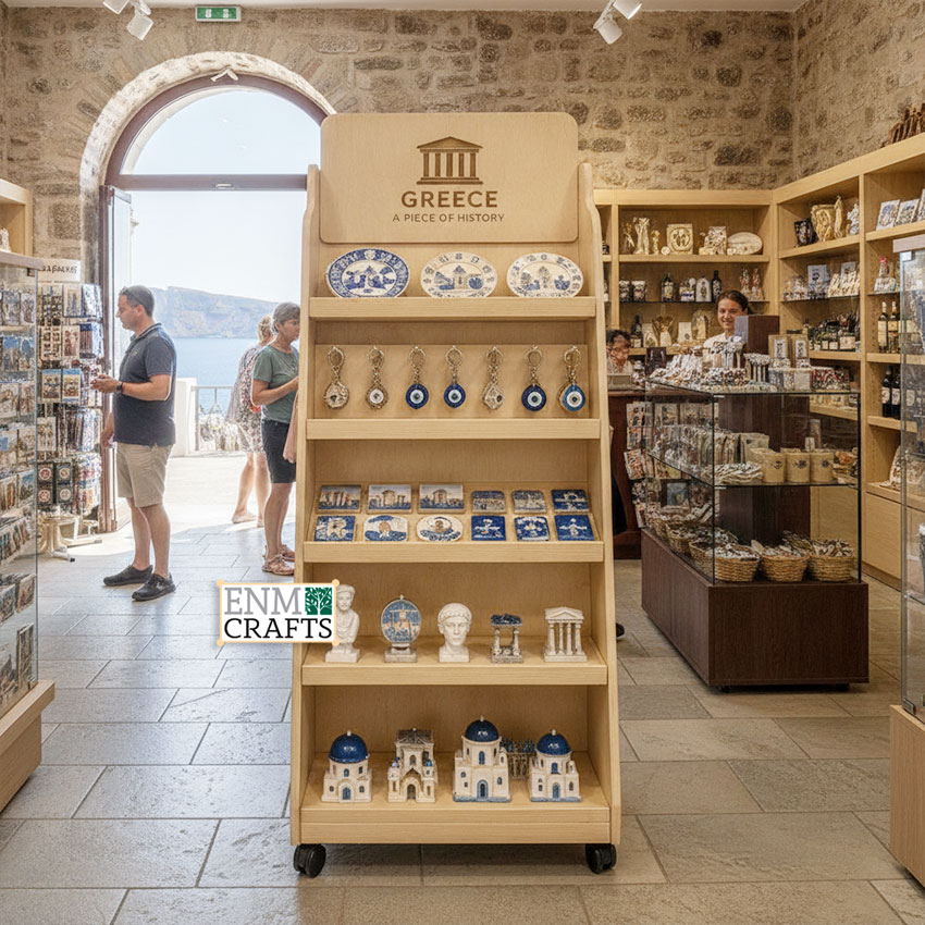 Ξύλινο Επιδαπέδιο Stand Προβολής Souvenir Προϊόντων 949
