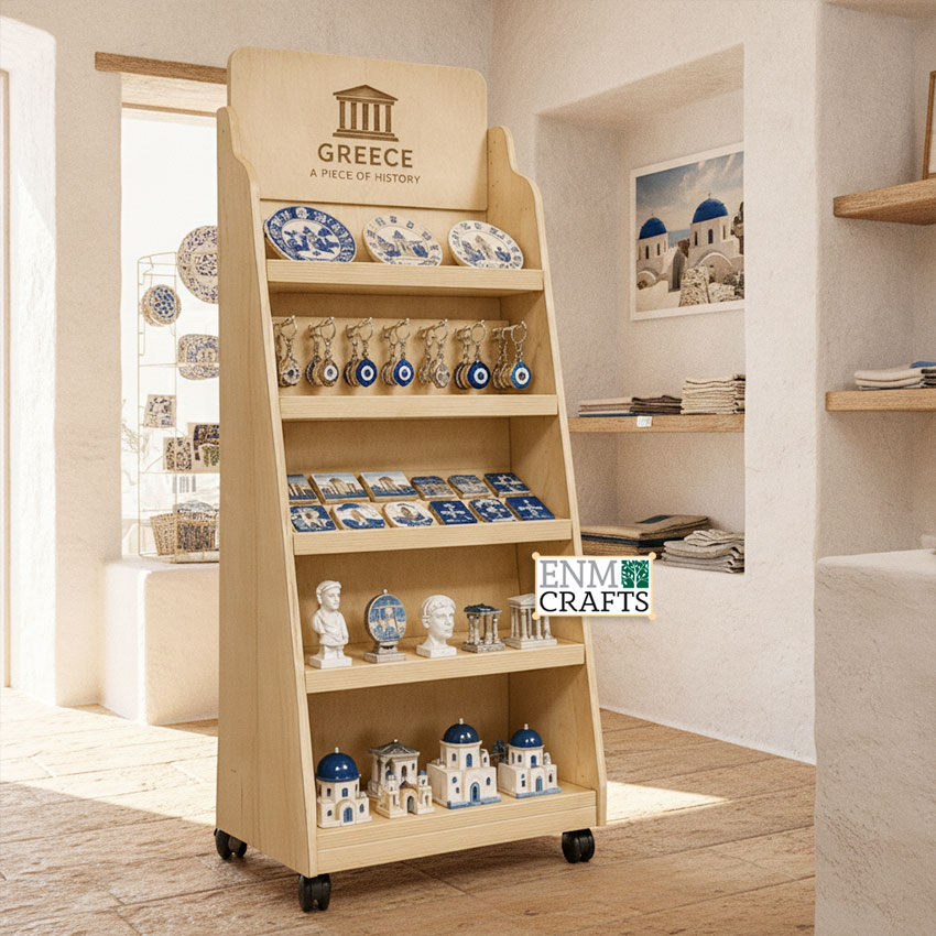 Ξύλινο Επιδαπέδιο Stand Προβολής Souvenir Προϊόντων 949