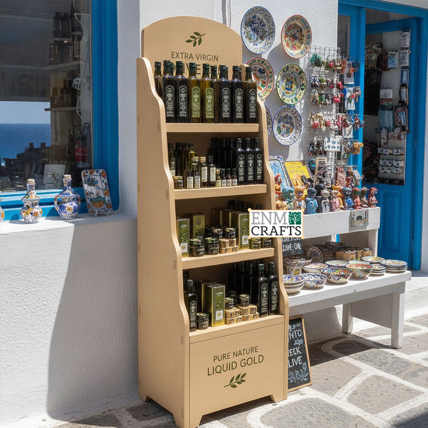 Ξύλινο Stand Προβολής Εξαιρετικού Παρθένου Ελαιολάδου 951