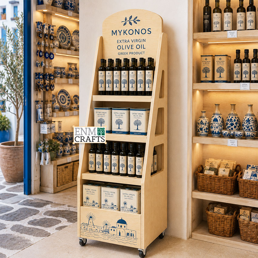Ξύλινο Stand Προβολής Ελαιολάδου για Τουριστικά Καταστήματα 953
