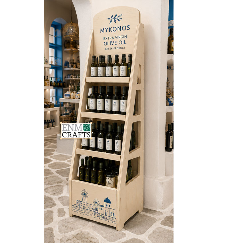 Ξύλινο Stand Προβολής Ελαιολάδου για Τουριστικά Καταστήματα 953