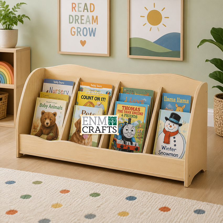 Χαμηλή Ξύλινη Βιβλιοθήκη Προβολής Βιβλίων Montessori 991