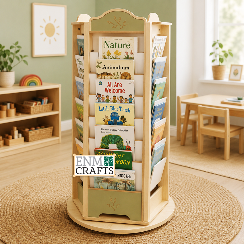 Περιστρεφόμενη Ξύλινη Βιβλιοθήκη Montessori 5 Όψεων 992