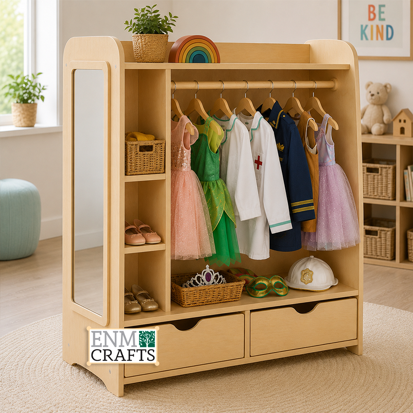 Ξύλινη Ντουλάπα Μεταμφίεσης Montessori με Καθρέφτη 9148