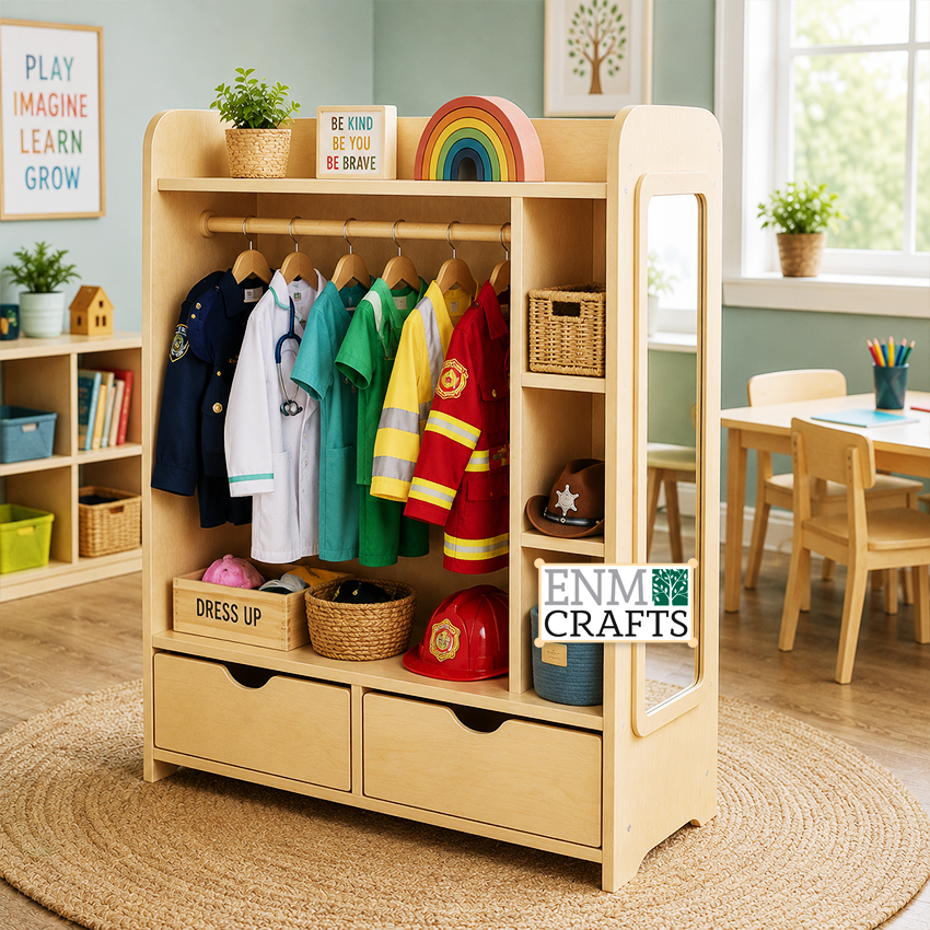 Ξύλινη Ντουλάπα Μεταμφίεσης Montessori με Καθρέφτη 9148