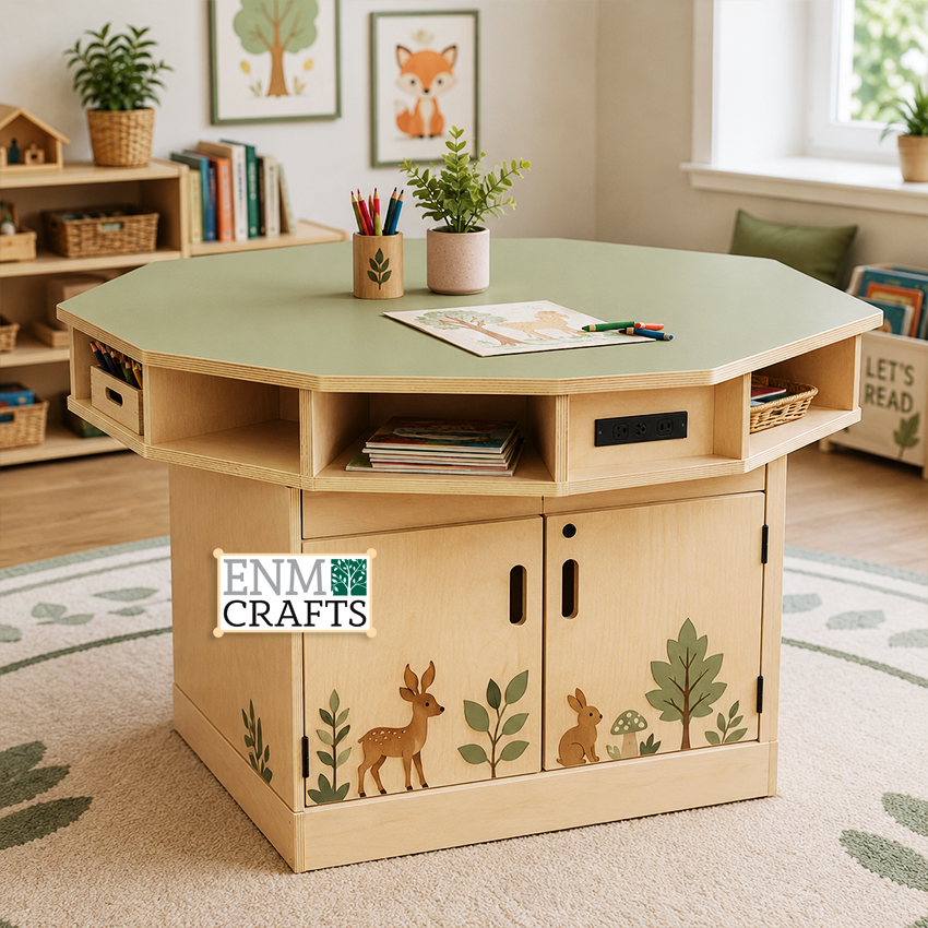 Τραπέζι Δραστηριοτήτων Montessori με Αποθηκευτικό Ντουλάπι – Forest Collection 9187