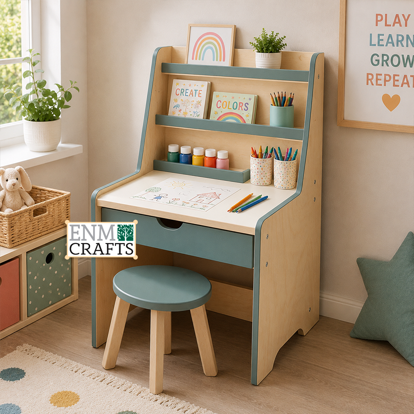Montessori Θρανίο Δημιουργίας και Γραφής με Βιβλιοθήκη 9179