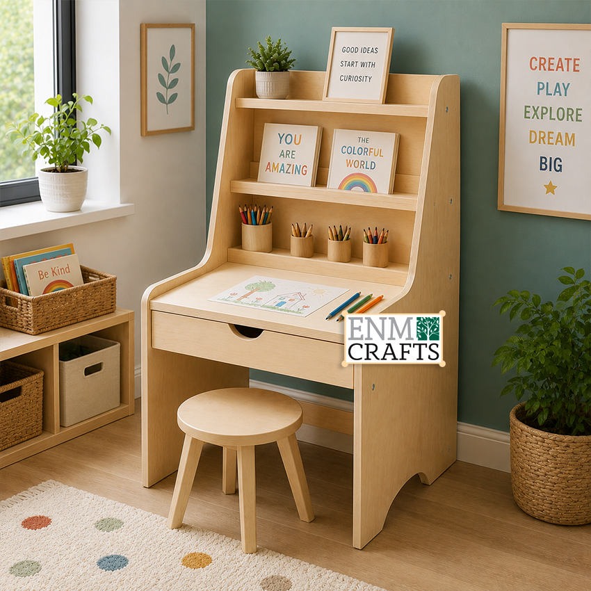Montessori Θρανίο Δημιουργίας και Γραφής με Βιβλιοθήκη 9179